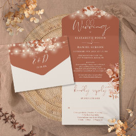 Rustic Floral String Lights ディテール 秋の結婚式 オールインワン招待状