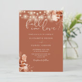 Rustic Floral String Lights QRコード 秋の結婚式 招待状 (スタンド正面)