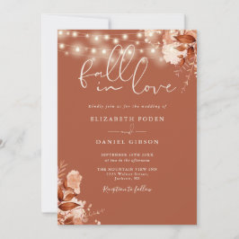 Rustic Floral String Lights QRコード 秋の結婚式 招待状