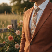 Rustic Floral Terracotta Wild Rose Wedding ネクタイ