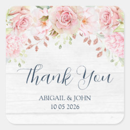 Rustic Floral Thank You Spring Wedding Favor Tag スクエアシール