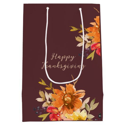 Rustic Floral Thanksgiving  ミディアムペーパーバッグ (裏面)