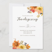 Rustic Floral Thanksgiving Dinner  招待状 (正面)