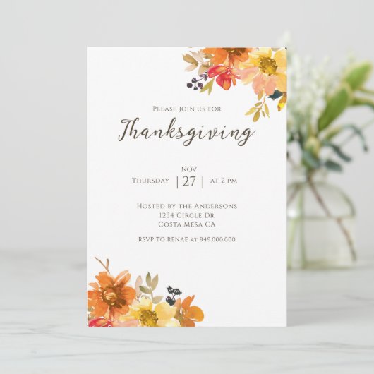 Rustic Floral Thanksgiving Dinner  招待状 (スタンド正面)