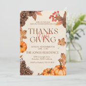 Rustic Floral Thanksgiving Dinner Pumpkin 招待状 (スタンド正面)