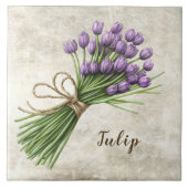 Rustic Floral Tulip Faux Ceramic Tile タイル (正面)