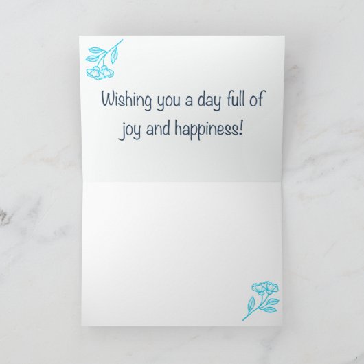 Rustic Floral Turquoise Birthday カード (内部)