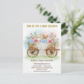 Rustic Floral Wagon Baby Shower Invitation ポストカード (スタンド正面)