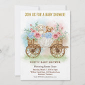 Rustic Floral Wagon Baby Shower Invitation 招待状 (正面)