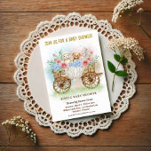Rustic Floral Wagon Baby Shower Invitation 招待状