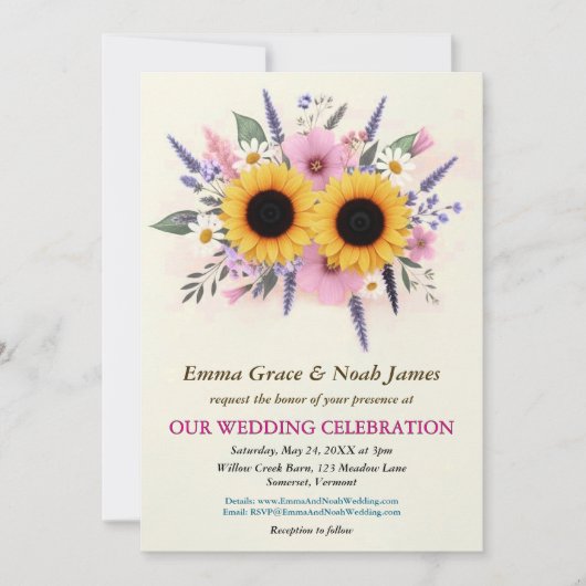 Rustic Floral Wedding 招待状 (正面)