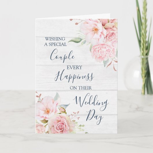 Rustic Floral Wedding Day Congratulations Card サンキューカード (正面)