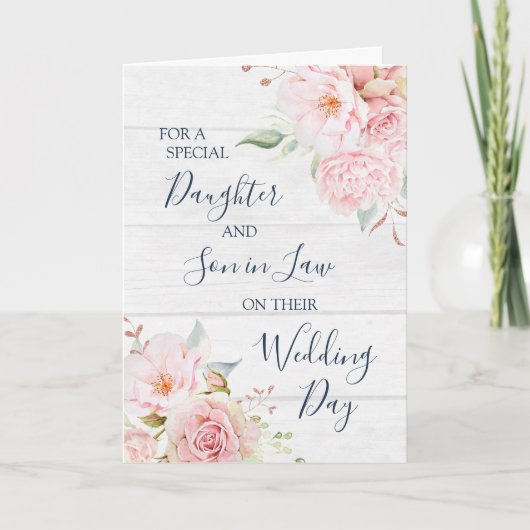 Rustic Floral Wedding Day Daughter Son in Law サンキューカード (正面)