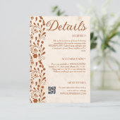 Rustic Floral Wedding Details QR code エンクロージャーカード (スタンド正面)