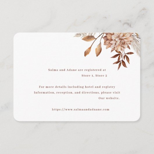 Rustic Floral Wedding Enclosure Card – Earthy Eleg エンクロージャーカード (正面)
