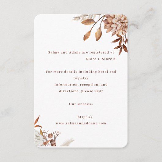 Rustic Floral Wedding Enclosure Card – Earthy Eleg エンクロージャーカード (正面)