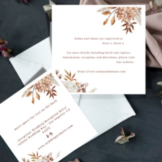 Rustic Floral Wedding Enclosure Card – Earthy Eleg エンクロージャーカード