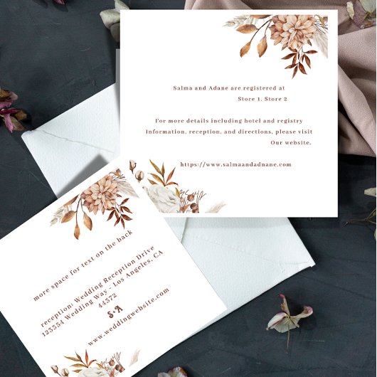 Rustic Floral Wedding Enclosure Card – Earthy Eleg エンクロージャーカード