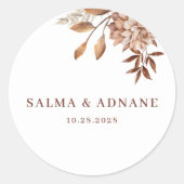 Rustic Floral Wedding Enclosure Card – Earthy Eleg ラウンドシール (正面)