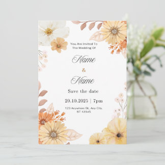 Rustic floral wedding invitation  招待状