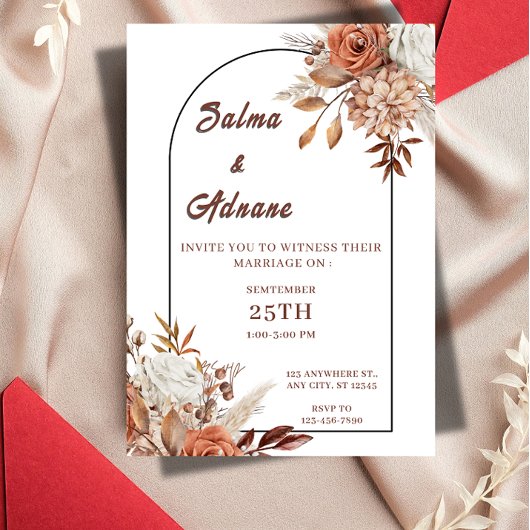 Rustic Floral Wedding Invitation – Earthy Elegance 招待状