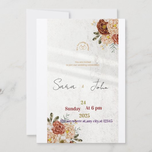 Rustic Floral Wedding Invitation | Elegant Boho St 招待状 (正面)