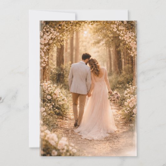 Rustic Floral Wedding Invitation, Elegant Boho Wed 招待状 (裏面)