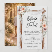 Rustic Floral Wedding Invitation, Elegant Boho Wed 招待状 (正面/裏面)
