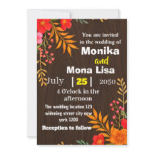 Rustic Floral Wedding Invitation with Wooden 