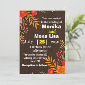 Rustic Floral Wedding Invitation with Wooden  招待状 (スタンド正面)