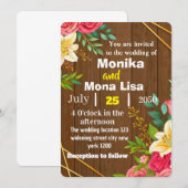 Rustic Floral Wedding Invitation with Wooden  招待状 (正面/裏面)