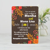Rustic Floral Wedding Invitation with Wooden  招待状 (スタンド正面)