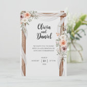 Rustic Floral Wedding Invitation with Wooden Arch 招待状 (スタンド正面)