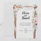 Rustic Floral Wedding Invitation with Wooden Arch 招待状 (正面/裏面)