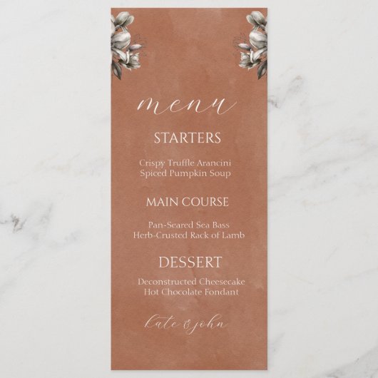 Rustic+Floral+Wedding+Menu+Card+-+Autumn+Terracott メニュー (正面)