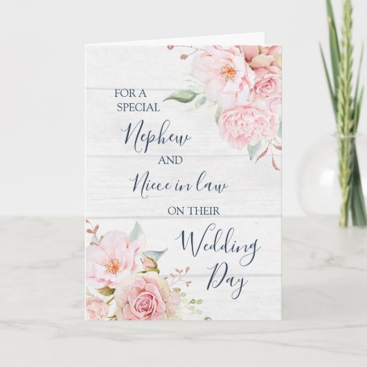 Rustic Floral Wedding Nephew Niece in Law Card サンキューカード (正面)