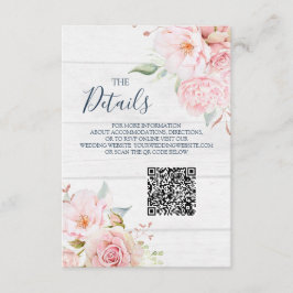 Rustic Floral Wedding QR code Details Insert エンクロージャーカード