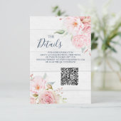 Rustic Floral Wedding QR code Details Insert エンクロージャーカード (スタンド正面)