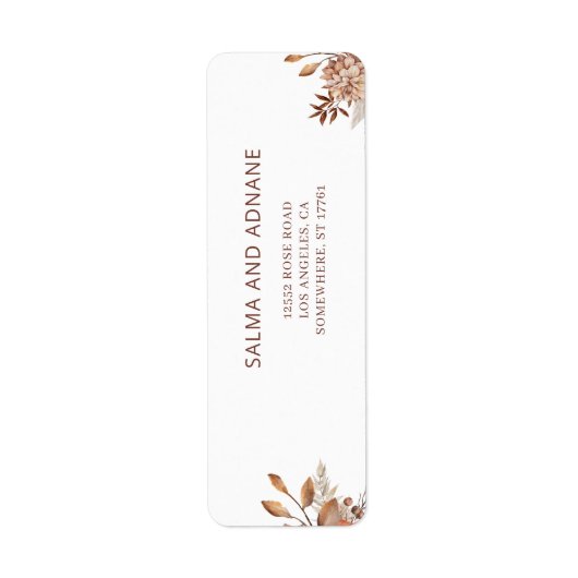 Rustic Floral Wedding Return Address Label  ラベル (正面)
