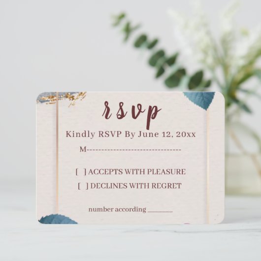 Rustic Floral Wedding RSVP Card (スタンド正面)