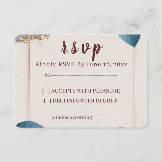 Rustic Floral Wedding RSVP Card (正面)
