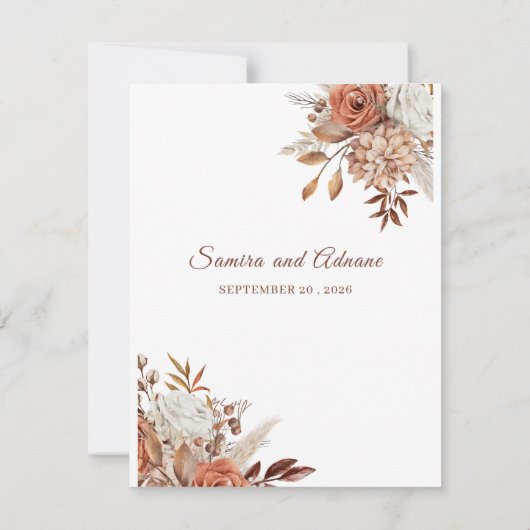 Rustic Floral Wedding RSVP Card – Earthy Elegance (裏面)