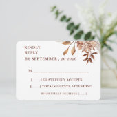 Rustic Floral Wedding RSVP Card – Earthy Elegance (スタンド正面)