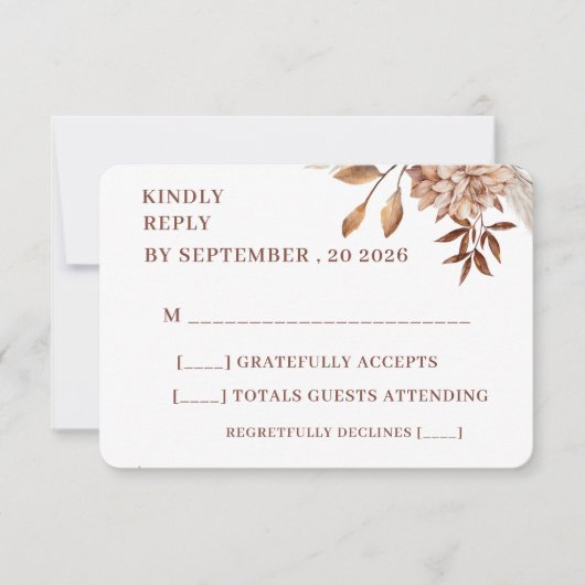 Rustic Floral Wedding RSVP Card – Earthy Elegance (正面)