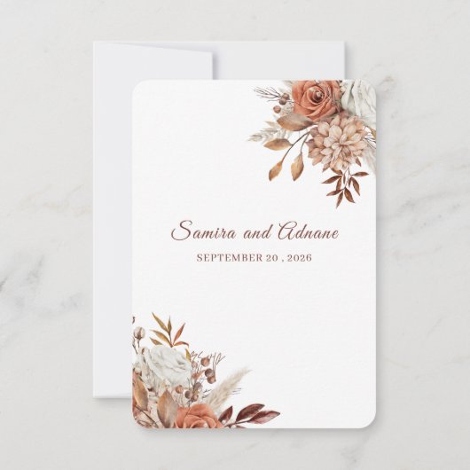 Rustic Floral Wedding RSVP Card – Earthy Elegance (裏面)