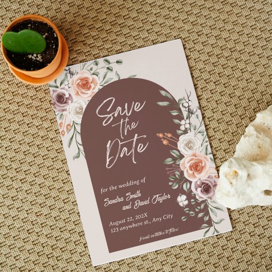 Rustic Floral Wedding Save the Date Invitation セーブザデート