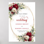 Rustic Floral Wedding Welcome Poster Sign ポスター (正面)
