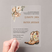 Rustic Floral Western Cowboy Boots Wedding アクリル招待状 (インサイチュ (ポータブル))