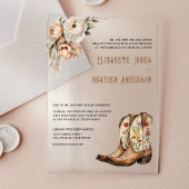 Rustic Floral Western Cowboy Boots Wedding アクリル招待状
