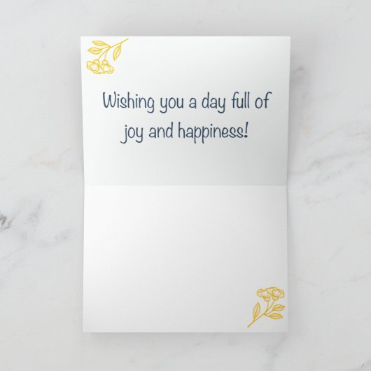 Rustic Floral Yellow Birthday カード (内部)